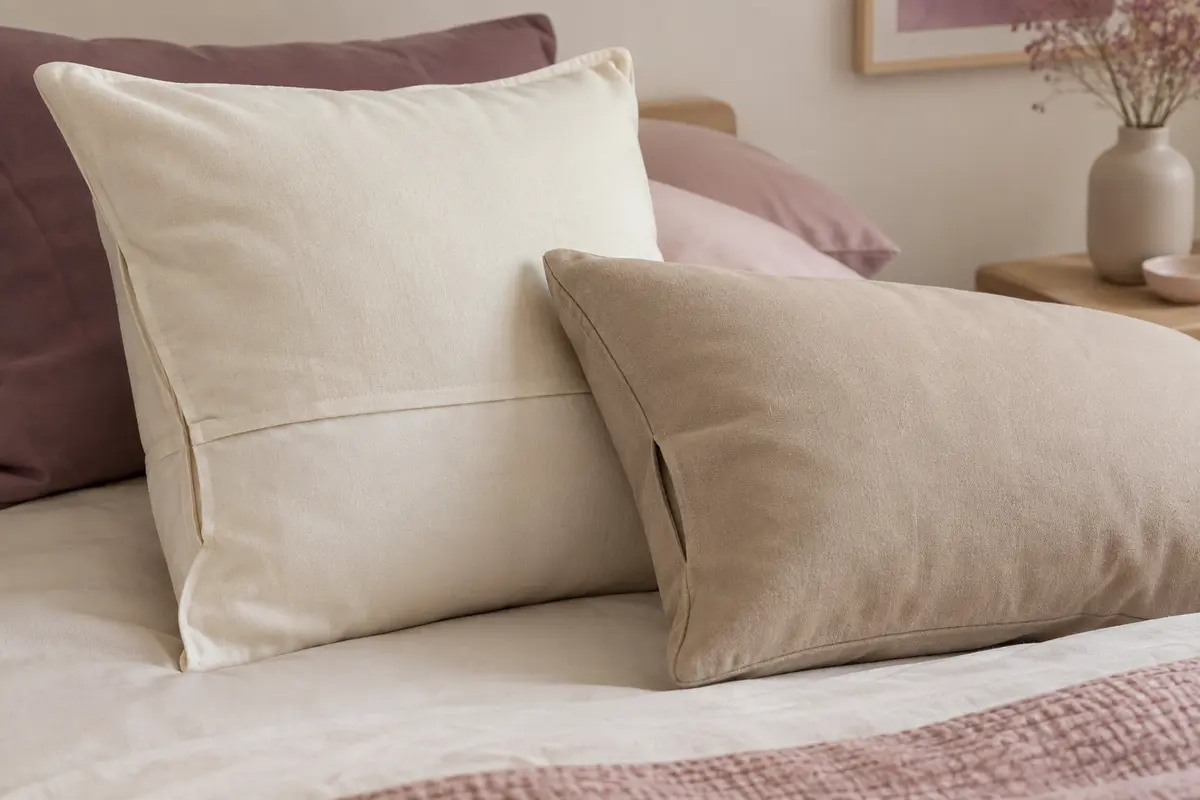 Taies d’oreiller carrée et rectangulaire en tissu clair